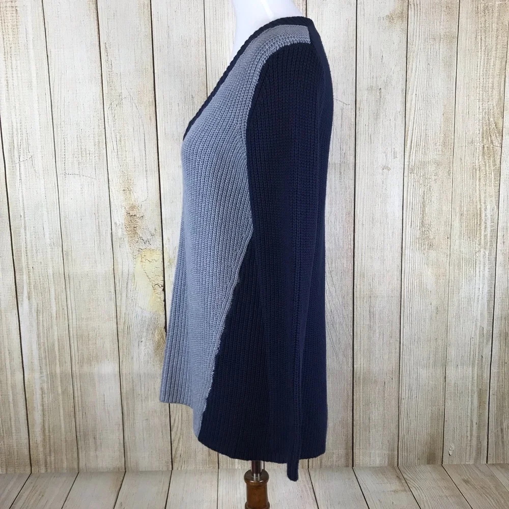 Philosophy Womens Knit Sweater M Blue Pullover Long Sleeve Open‎ Back Minimalist